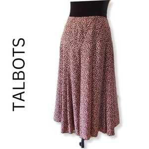 Talbots Asymmetrical Pink and Black Midi Skirt